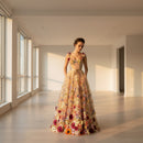 Bohemian off shoulder prom dress with elegant A-line silhouette
