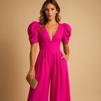 Elegant long jumpsuit for women with tailored fit and flowing silhouette, perfect for formal occasions, dinners, and galas.