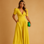 Elegant long jumpsuit for women with tailored fit and flowing silhouette, perfect for formal occasions, dinners, and galas.
