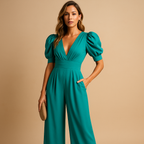Elegant long jumpsuit for women with tailored fit and flowing silhouette, perfect for formal occasions, dinners, and galas.