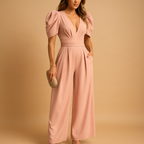 Elegant long jumpsuit for women with tailored fit and flowing silhouette, perfect for formal occasions, dinners, and galas.