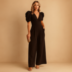 Elegant long jumpsuit for women with tailored fit and flowing silhouette, perfect for formal occasions, dinners, and galas.