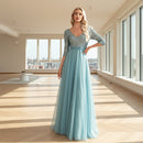 Elegant polyester prom dress with flattering V-neck design