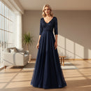 Elegant polyester prom dress with flattering V-neck design