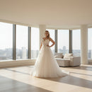 Embroidered mesh wedding dress with elegant bridal design