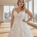 Embroidered mesh wedding dress with elegant bridal design