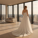 Embroidered mesh wedding dress with elegant bridal design