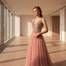 Floor-length sleeveless prom dress with graceful silhouette