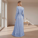 Lace long sleeve backless wedding dress with elegant bridal styling