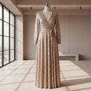 Lace long sleeve backless wedding dress with elegant bridal styling