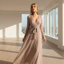 Lace long sleeve backless wedding dress with elegant bridal styling