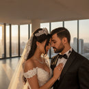 Long skirt detachable wedding dress with refined bridal design