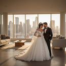 Long skirt detachable wedding dress with refined bridal design