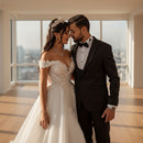 Long skirt detachable wedding dress with refined bridal design