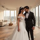 Long skirt detachable wedding dress with refined bridal design