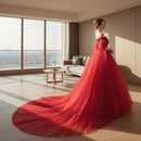 Long sleeve polyester wedding dress with classic elegant design