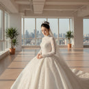 Mesh off shoulder bridal gown with graceful silhouette