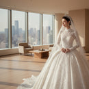 Mesh off shoulder bridal gown with graceful silhouette