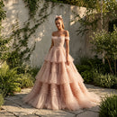 One shoulder mesh long dress with elegant styling