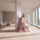 One shoulder mesh long dress with elegant styling