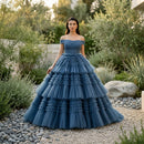 One shoulder mesh long dress with elegant styling