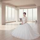 One shoulder wedding dress with graceful pettiskirt silhouette