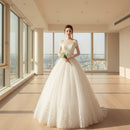 One shoulder wedding dress with graceful pettiskirt silhouette