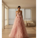Spaghetti strap mesh long dress with elegant formal silhouette