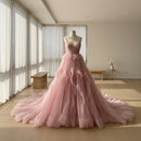 Spaghetti strap mesh long dress with elegant formal silhouette