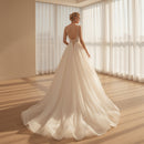 Long tail backless chiffon wedding dress with elegant bridal design