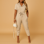 Tailored jumpsuit for women with button closure and flattering silhouette, perfect for work, social events, and elegant dinners.