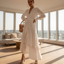 V-neck long sleeve prom dress with elegant full-length design