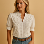 White elegant blouse for women with tailored fit and classic collar, perfect for work, casual days, and evening occasions.