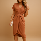 Wrap midi dress for women with elegant fit and timeless design, perfect for work, social events, and dinner dates.
