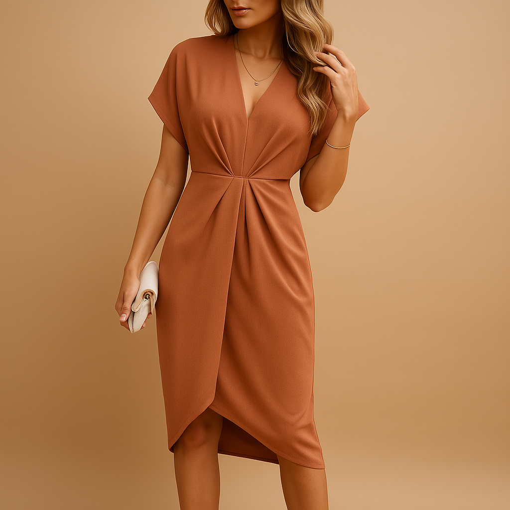Wrap midi dress for women with elegant fit and timeless design, perfect for work, social events, and dinner dates.